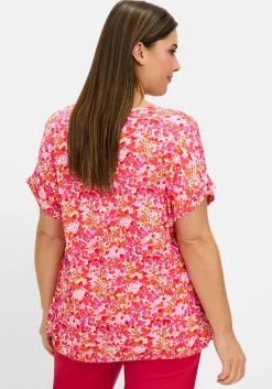 Shirt mit Blumendruck und Saum-Gummizug<sheego New