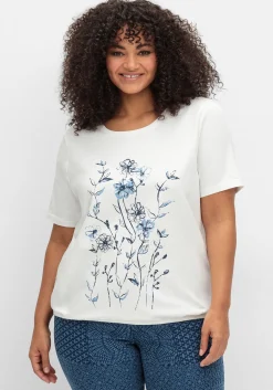 Shirt mit Blumenprint und Gummizugbund<sheego Outlet