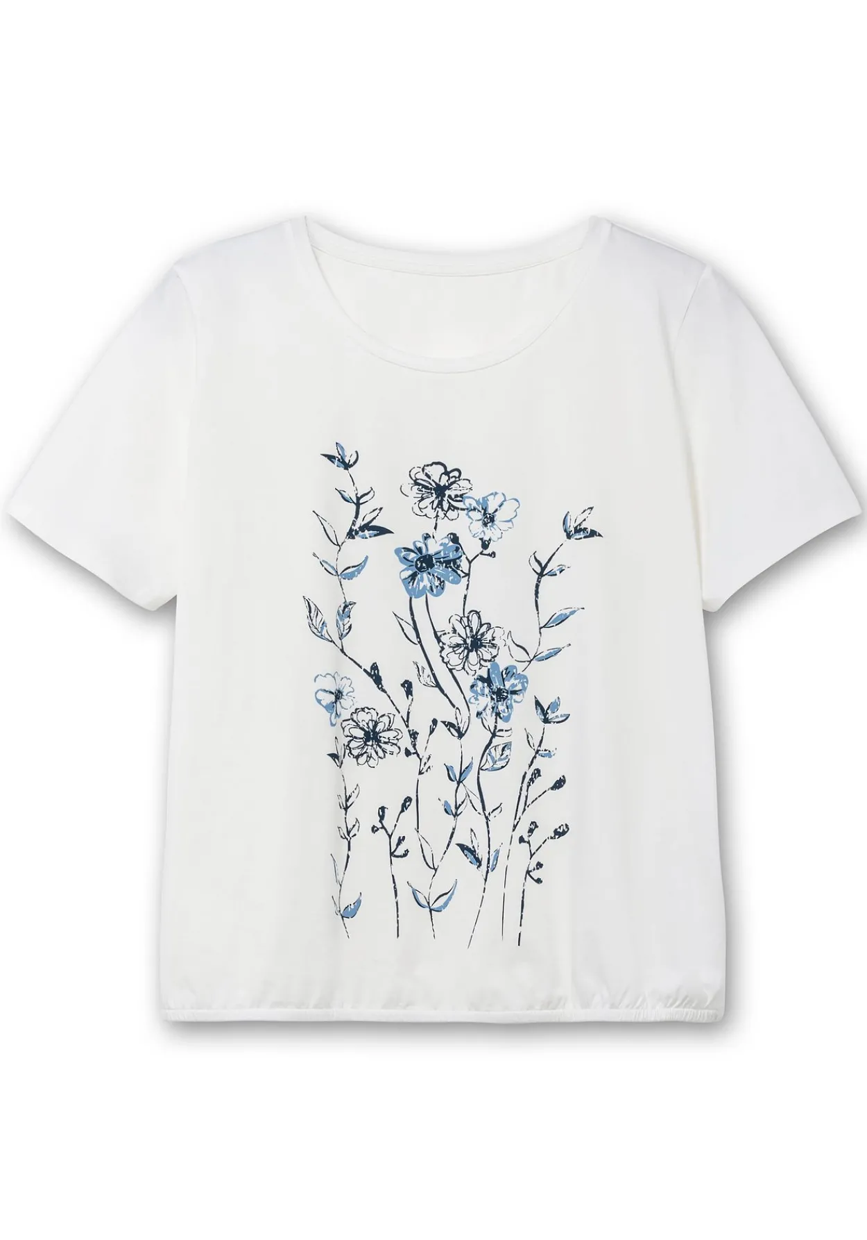 Shirt mit Blumenprint und Gummizugbund<sheego Outlet