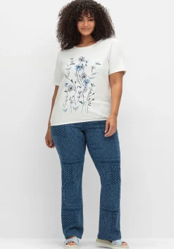 Shirt mit Blumenprint und Gummizugbund<sheego Outlet