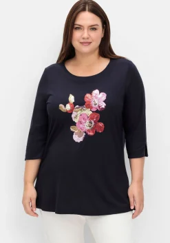 Shirt mit Blumenstickerei aus Pailletten<sheego Hot