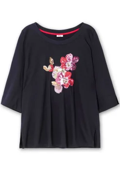 Shirt mit Blumenstickerei aus Pailletten<sheego Hot