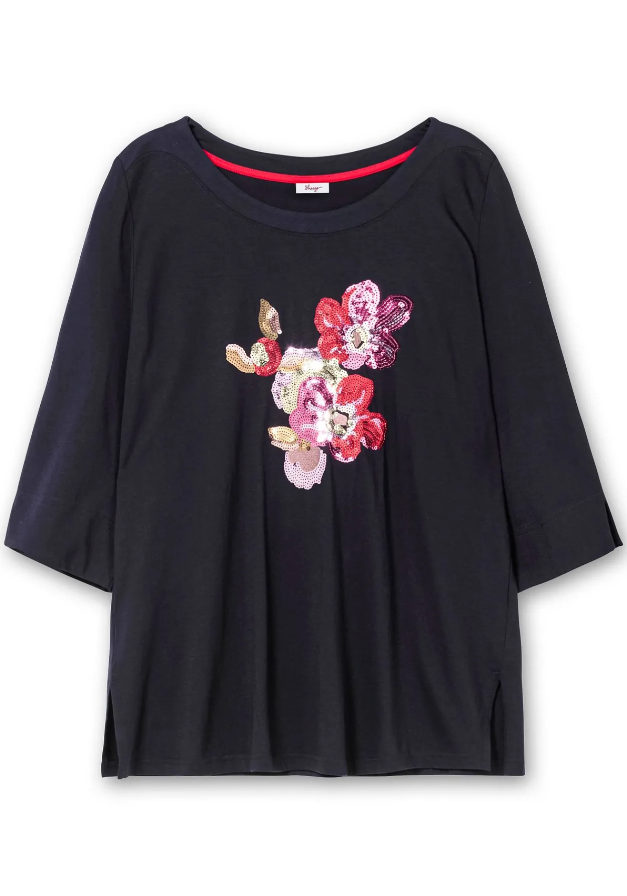 Shirt mit Blumenstickerei aus Pailletten<sheego Hot