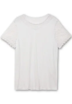 Shirt mit Einsätzen aus floraler Spitze, leicht tailliert<sheego Hot