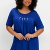 Shirt mit Faltendetails und Ziersteinen<sheego Online