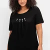 Shirt mit Faltendetails und Ziersteinen<sheego Hot