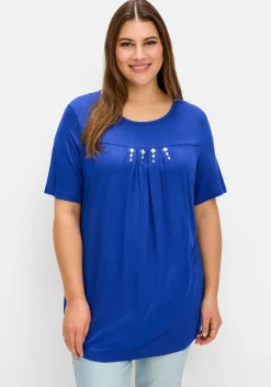 Shirt mit Faltendetails und Ziersteinen<sheego Outlet