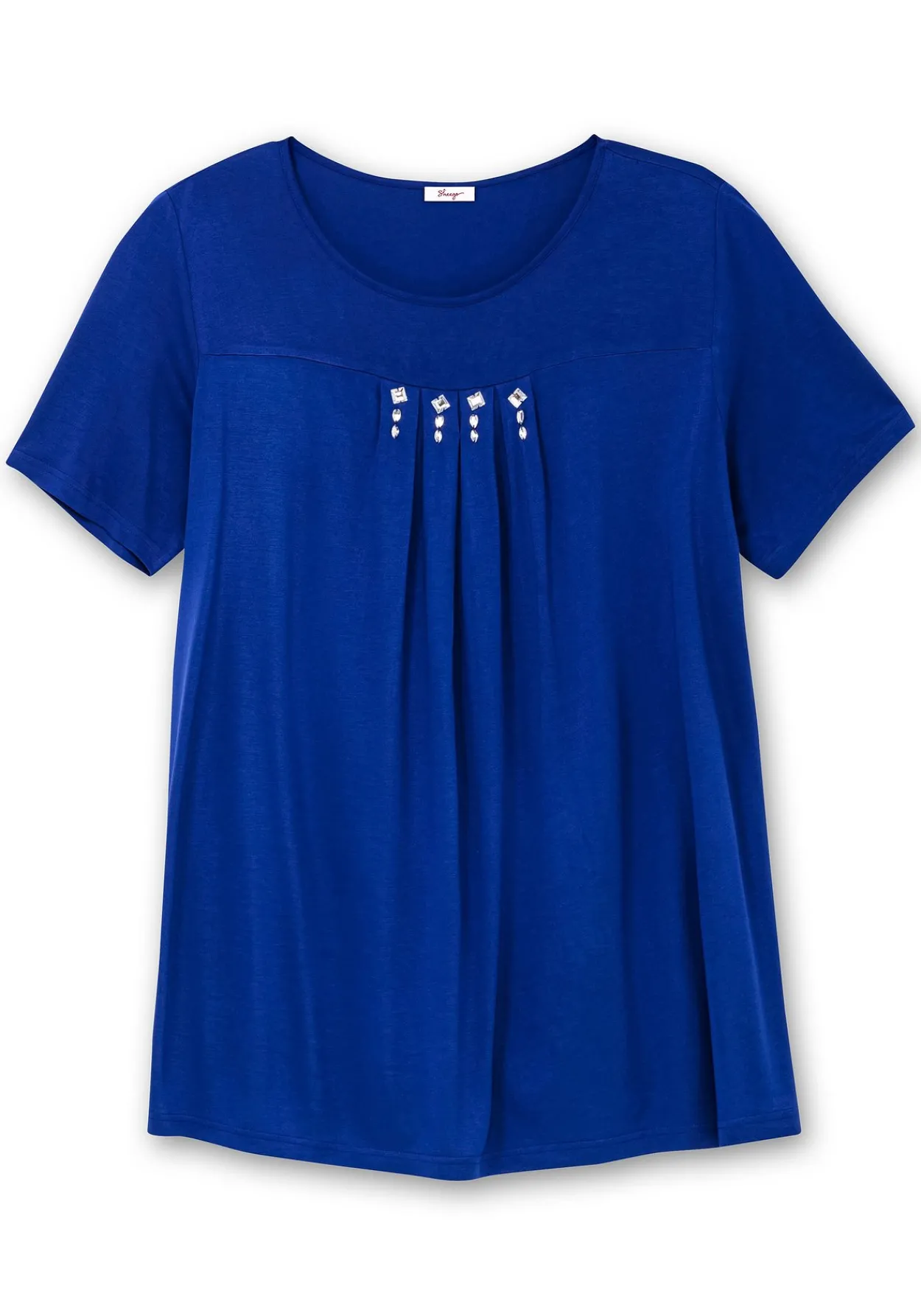 Shirt mit Faltendetails und Ziersteinen<sheego Online
