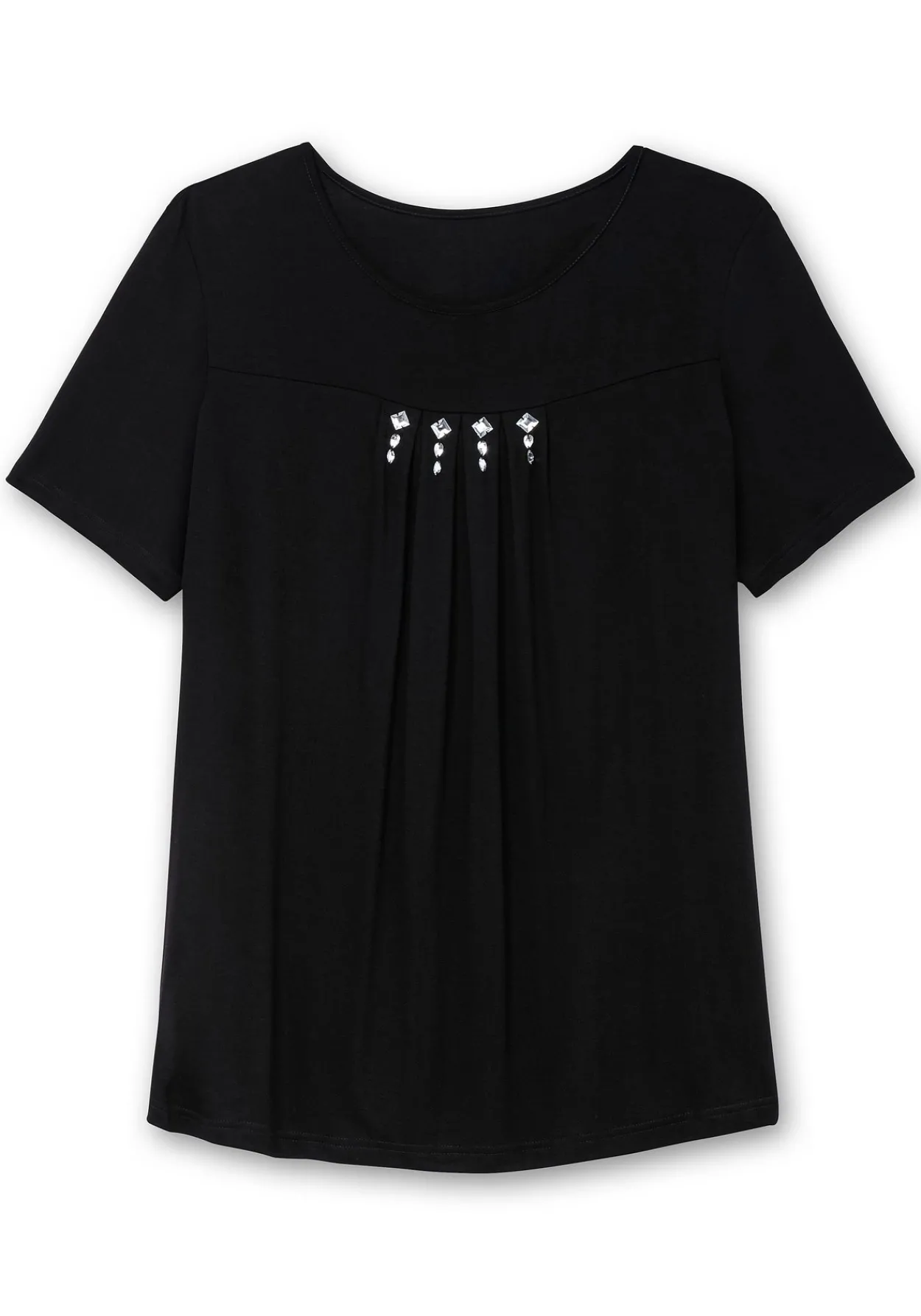 Shirt mit Faltendetails und Ziersteinen<sheego Hot