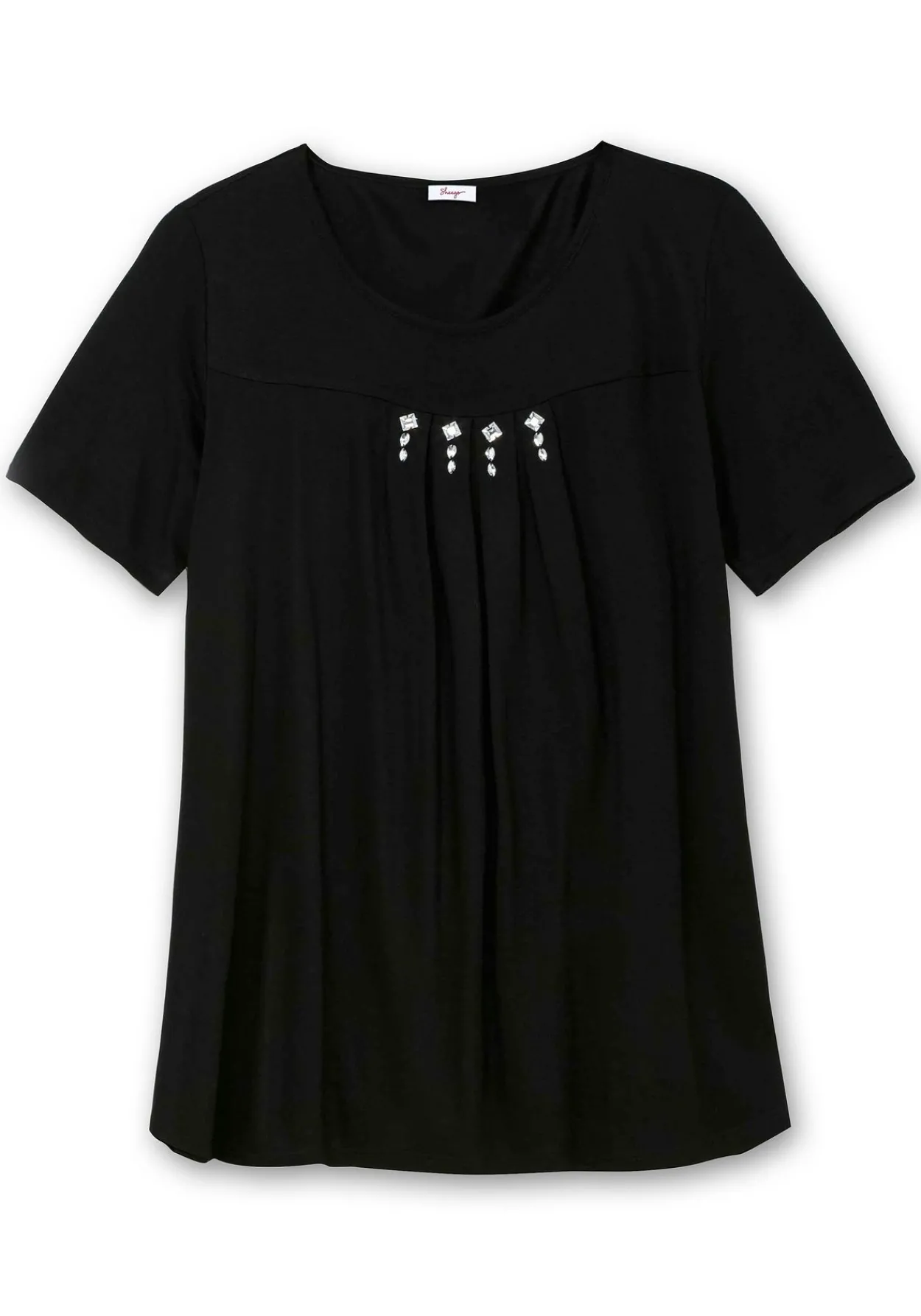 Shirt mit Faltendetails und Ziersteinen<sheego Fashion