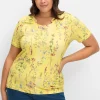 Shirt mit Faltenpartie am Stehkragen<sheego Discount