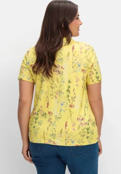 Shirt mit Faltenpartie am Stehkragen<sheego Discount