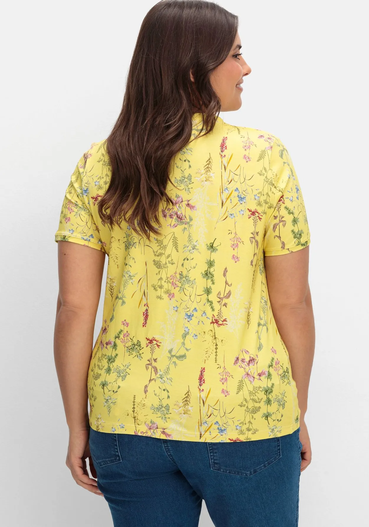 Shirt mit Faltenpartie am Stehkragen<sheego Discount