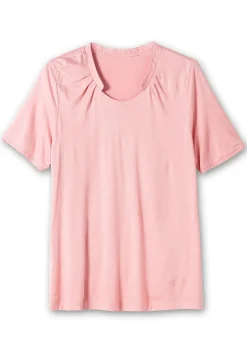 Shirt mit Faltenpartie am Stehkragen<sheego Outlet