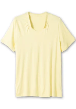 Shirt mit Faltenpartie am Stehkragen<sheego Online