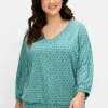 Shirt mit 3/4-Fledermausärmeln und V-Ausschnitt<sheego Sale