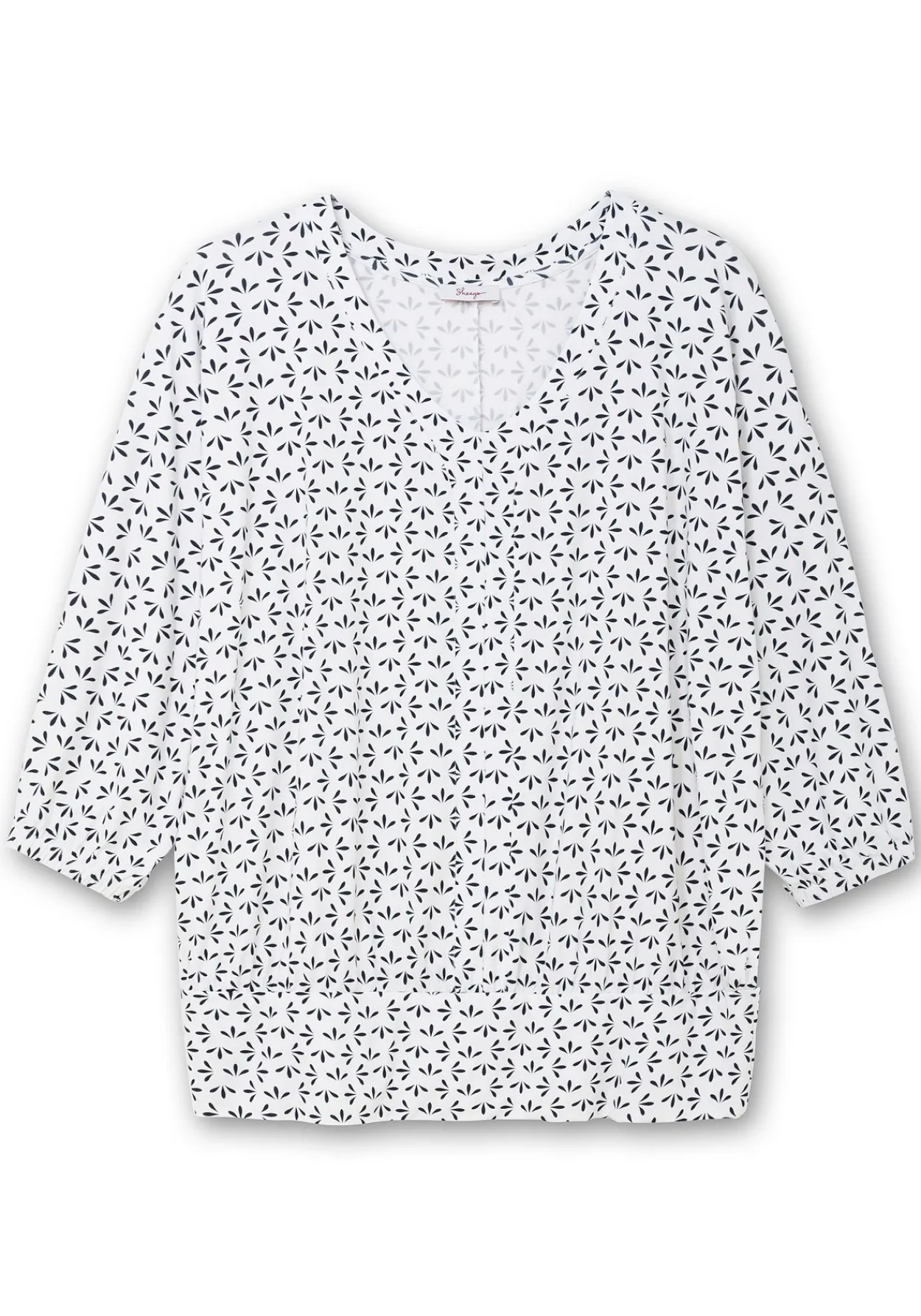 Shirt mit 3/4-Fledermausärmeln und V-Ausschnitt<sheego Fashion
