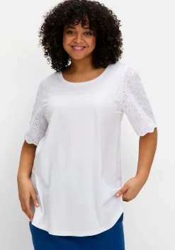 Shirt mit Flügelärmeln aus Lochspitze<sheego Sale