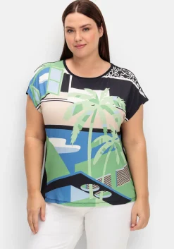 Shirt mit Frontdruck und U-Boot-Ausschnitt<sheego Discount