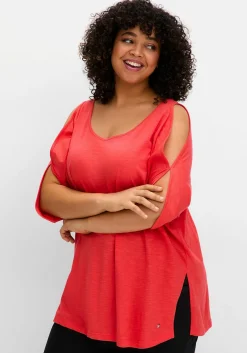 Shirt mit geschlitzten Fledermausärmeln<sheego Fashion
