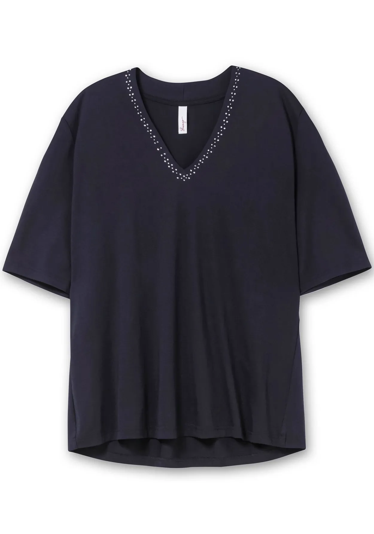 Shirt mit Glitzersteinen am Ausschnitt<sheego Discount