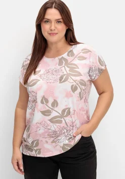 Shirt mit glänzendem Blumendruck<sheego Outlet