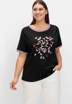 Shirt mit Grafik-Frontprint und Glitzerdetails<sheego Outlet