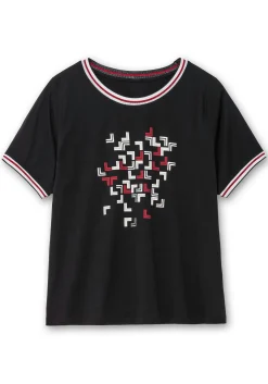 Shirt mit Grafik-Frontprint und Glitzerdetails<sheego Outlet