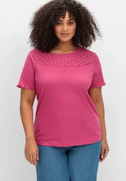 Shirt mit Lochstickerei-Einsatz vorn<sheego New