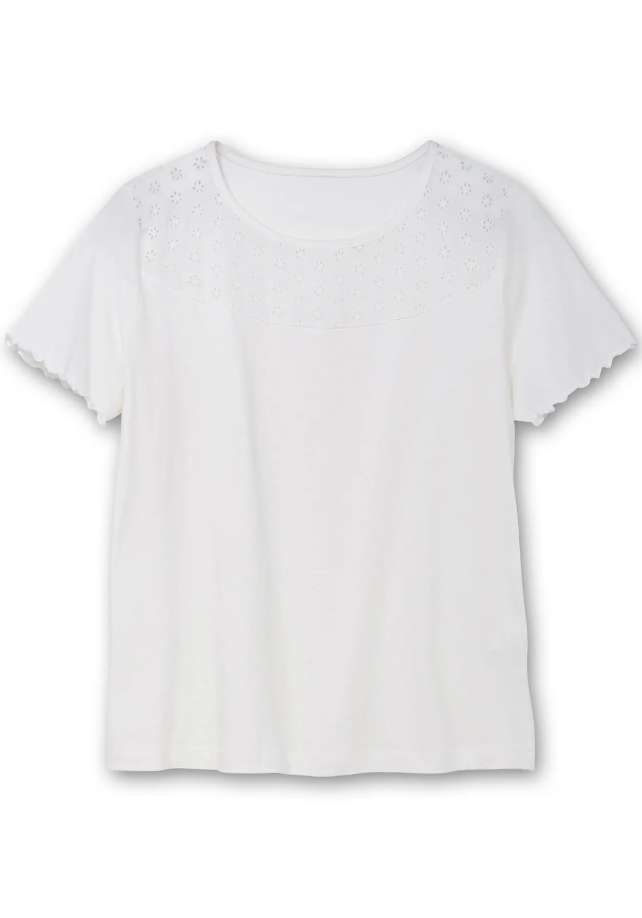 Shirt mit Lochstickerei-Einsatz vorn<sheego Discount
