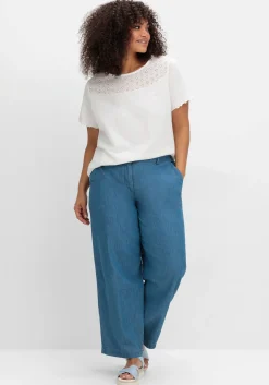 Shirt mit Lochstickerei-Einsatz vorn<sheego Discount