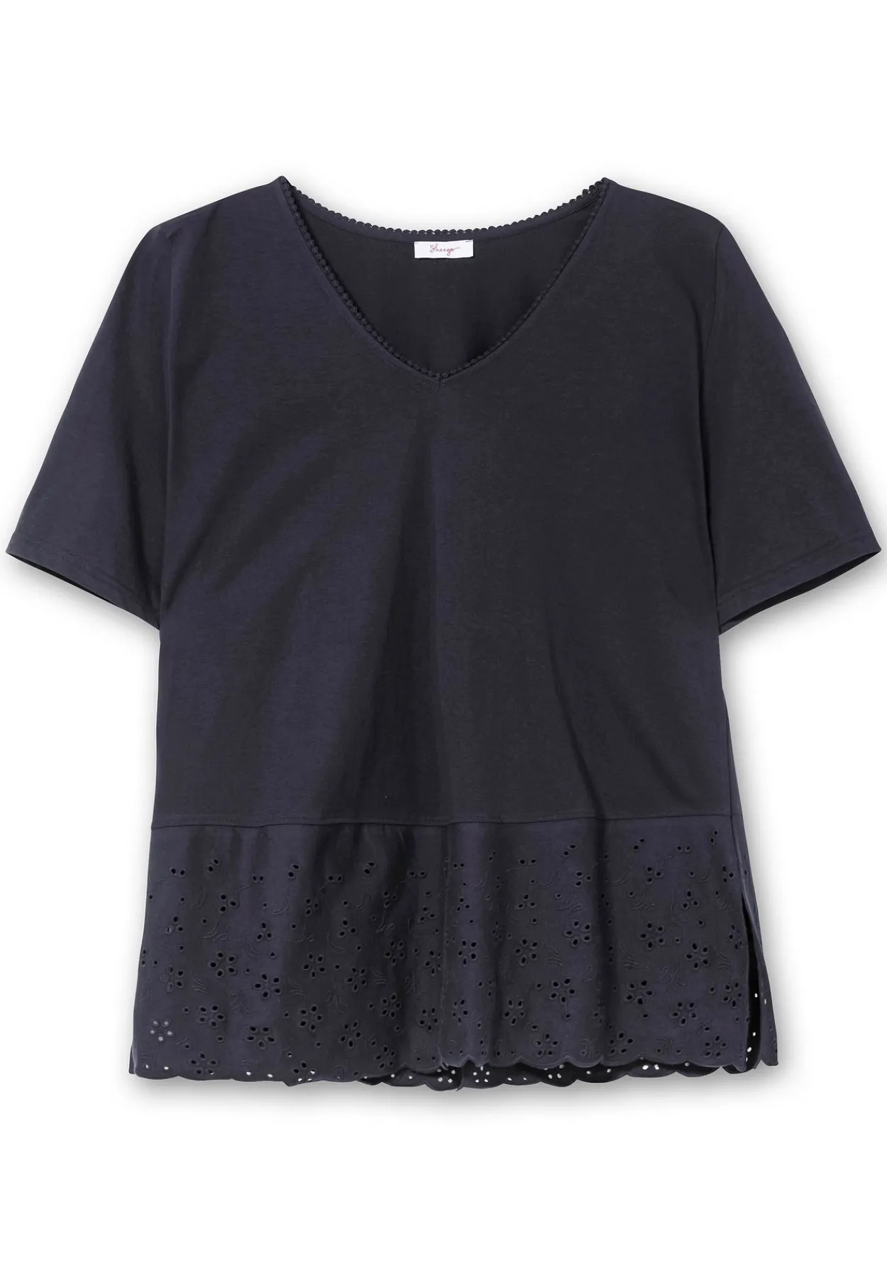 Shirt mit Lochstickerei-Passe am Saum<sheego New
