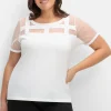 Shirt mit Mesh-Einsätzen und Rundhalsausschnitt<creation L Online