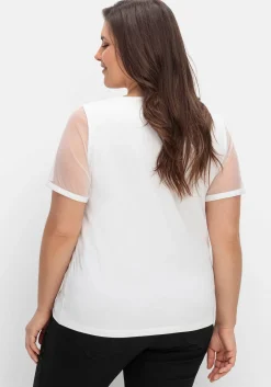 Shirt mit Mesh-Einsätzen und Rundhalsausschnitt<creation L Online