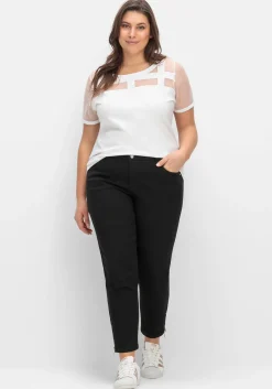 Shirt mit Mesh-Einsätzen und Rundhalsausschnitt<creation L Online