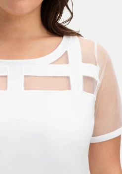 Shirt mit Mesh-Einsätzen und Rundhalsausschnitt<creation L Online