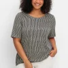 Shirt mit Minimal-Alloverdruck und Gummizugbund<sheego Discount