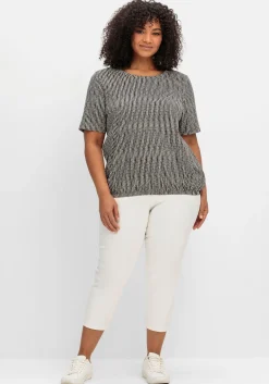 Shirt mit Minimal-Alloverdruck und Gummizugbund<sheego Discount