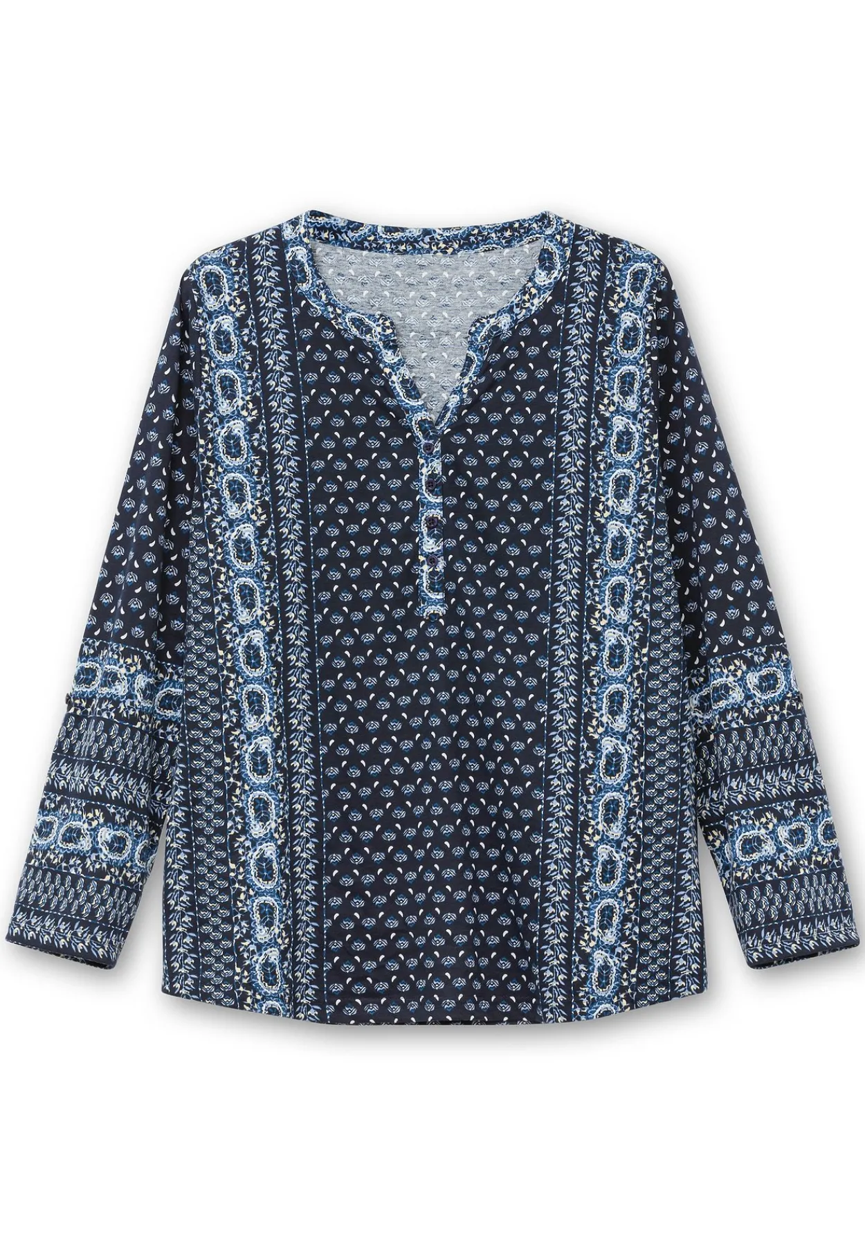 Shirt mit Minimalprint und Krempelärmeln<sheego Sale
