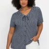 Shirt mit Pünktchen und Bindeband am Ausschnitt<sheego by Joe Browns Fashion