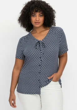 Shirt mit Pünktchen und Bindeband am Ausschnitt<sheego by Joe Browns Fashion