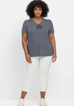 Shirt mit Pünktchen und Bindeband am Ausschnitt<sheego by Joe Browns Fashion