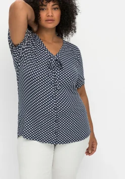 Shirt mit Pünktchen und Bindeband am Ausschnitt<sheego by Joe Browns Fashion