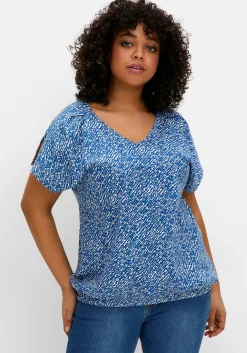 Shirt mit Ärmel-Schlitz und Alloverdruck<sheego New