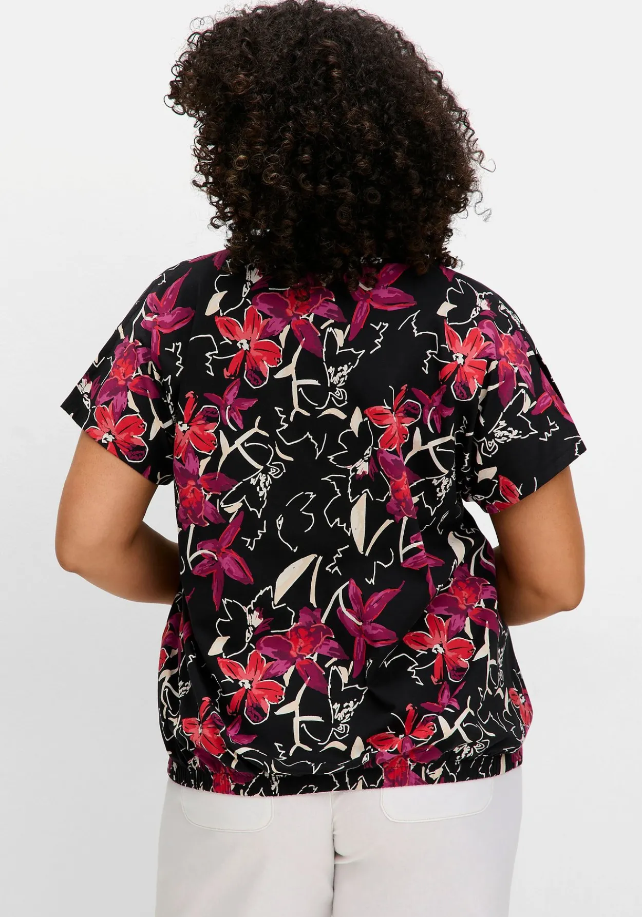 Shirt mit Ärmel-Schlitz und Alloverdruck<sheego Sale