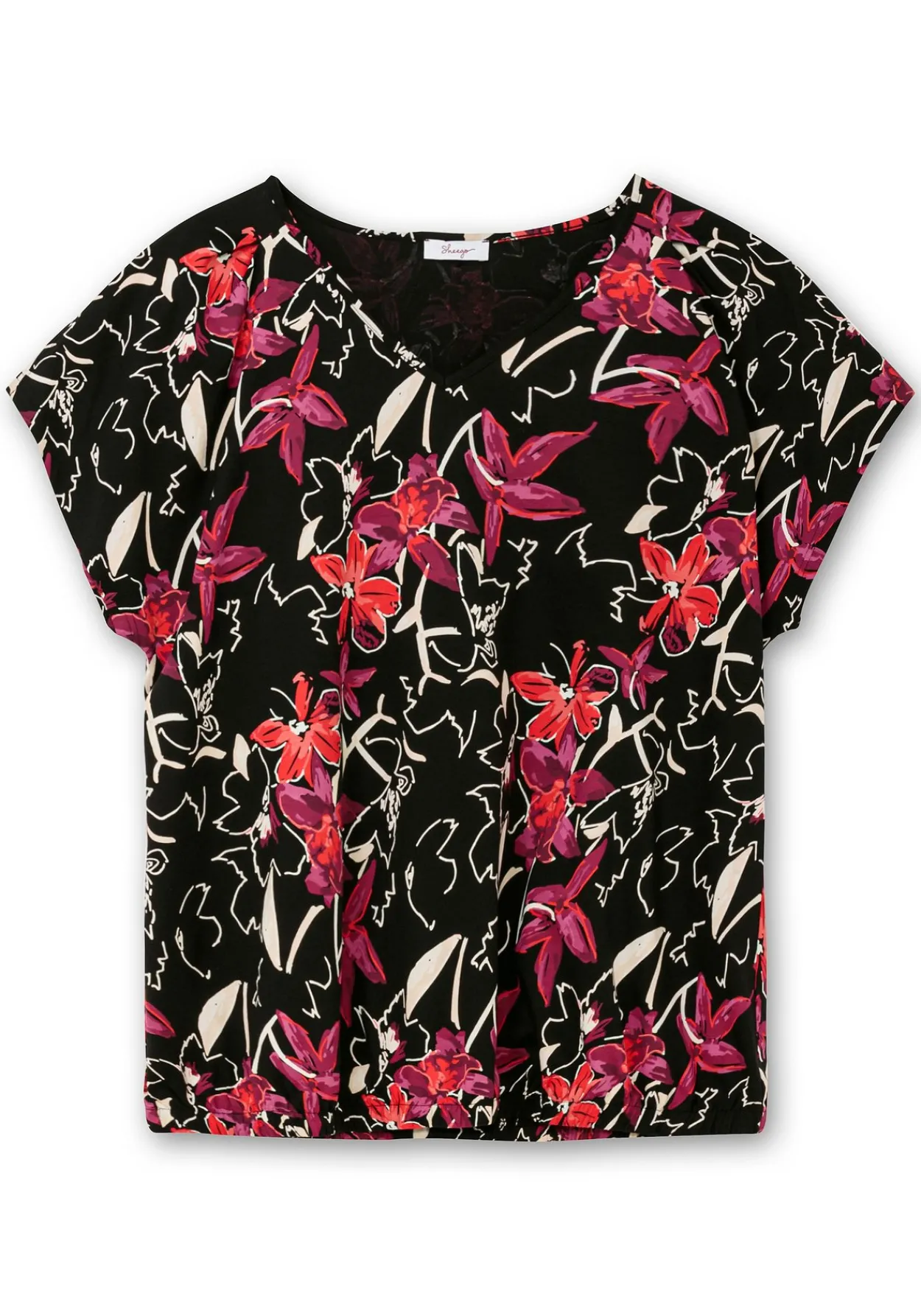 Shirt mit Ärmel-Schlitz und Alloverdruck<sheego Sale
