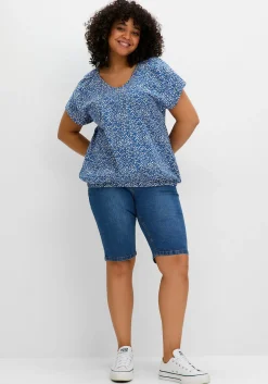 Shirt mit Ärmel-Schlitz und Alloverdruck<sheego New