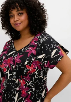 Shirt mit Ärmel-Schlitz und Alloverdruck<sheego Sale