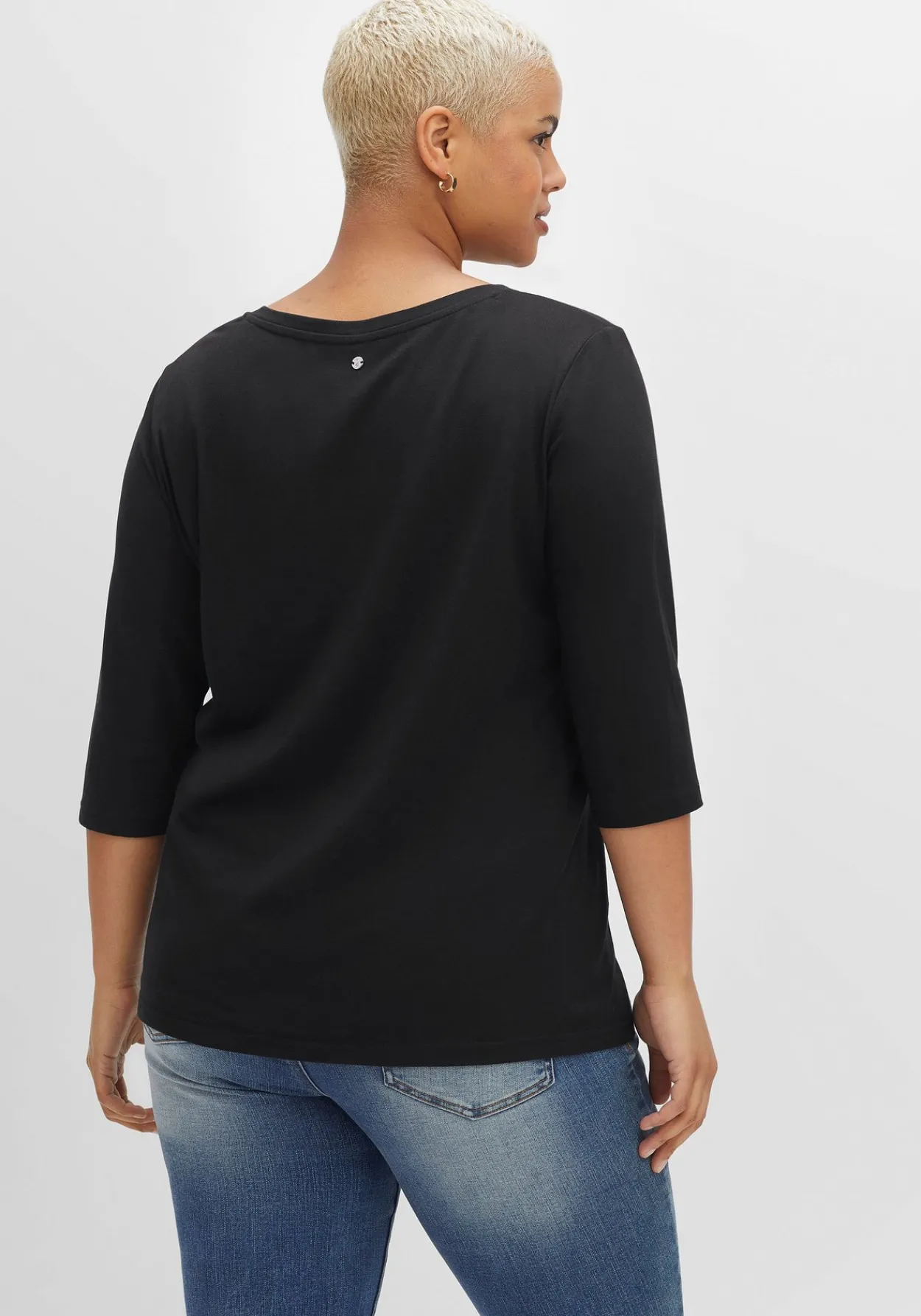 Shirt mit Rundhals und Schlitz, 3/4-Ärmel<sheego Sale