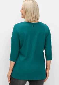 Shirt mit Rundhals und Schlitz, 3/4-Ärmel<sheego Online